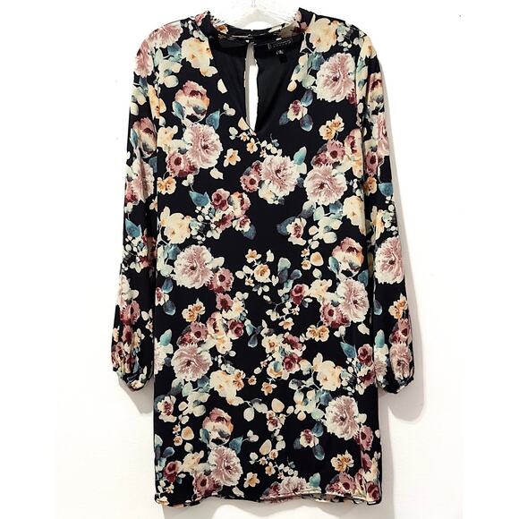 B Collection by Bobeau - Long Sleeve, Black & Floral, Shift Dress (size S) - Picture 1 of 4